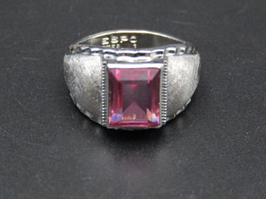 Joseph Esposito Sterling Silver Pink Gemstone Ring, Size 9.5