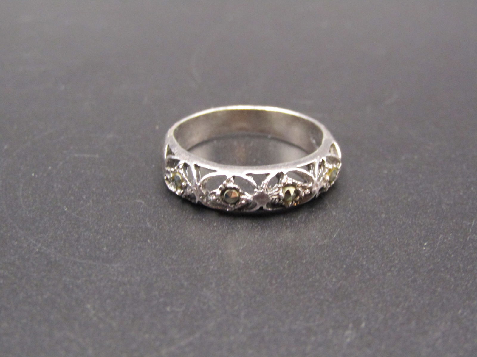 Vintage Sterling Silver and Marcasite Ring, Size 6.5 (1 of 4)