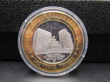 .999 Fine Sivler Center $10 Gaming Casino Token. Melt $54.12 1-18-2026