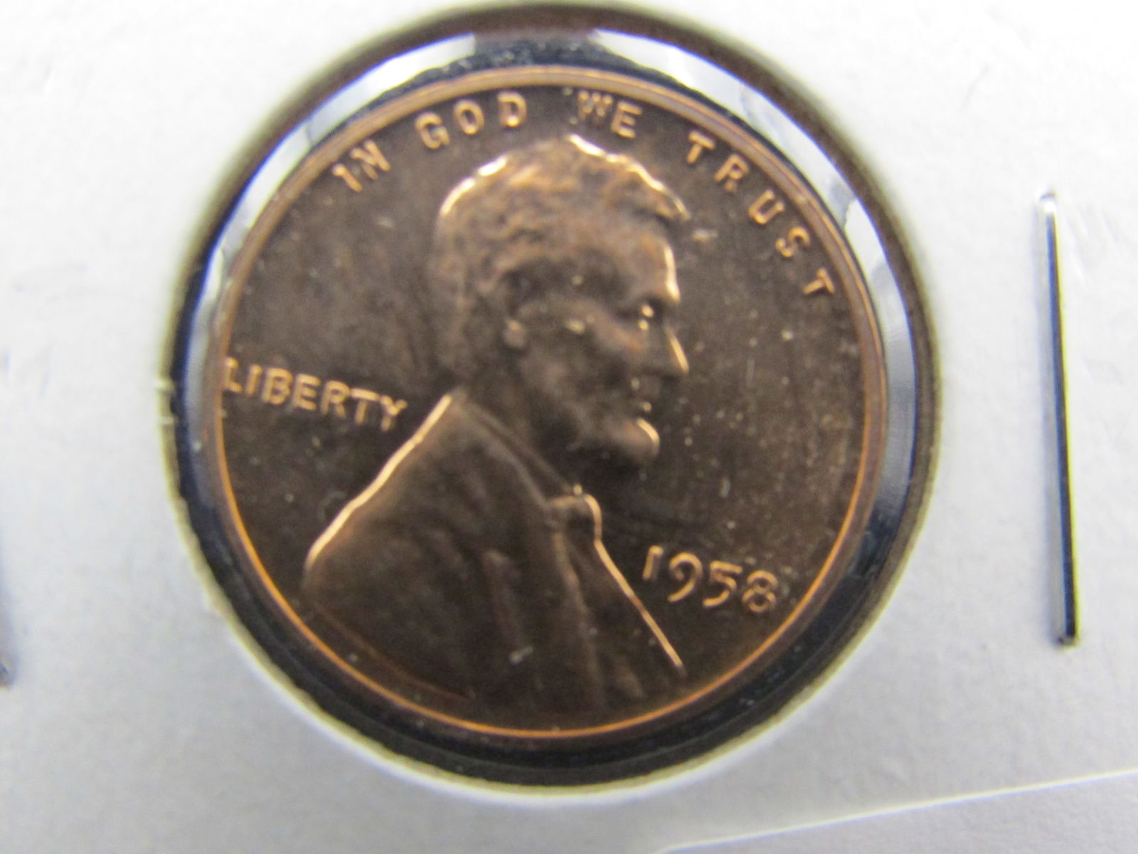 1958-P Proof Lincoln Wheat Cent, Cut From US Proof Set (1 of 3)