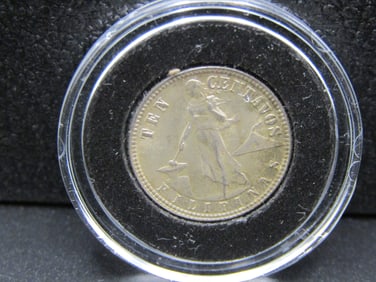 1945-D Philippines Silver 10 Cetavos, Tough WWII Era