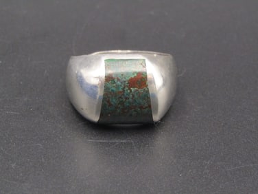 Large Vintage Navajo Sterling Silver Turquoise Ring , Size 12