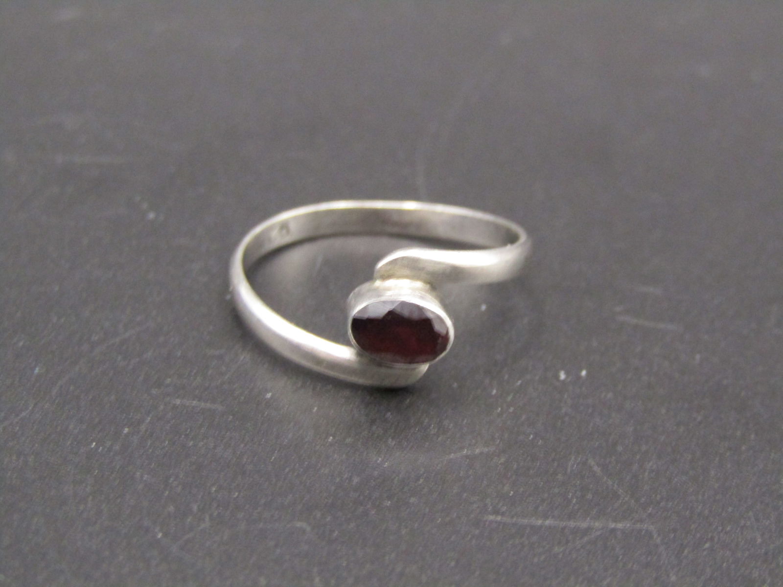 Vintage Sterling Silver Ruby Like Ring, Size 6.5 (1 of 3)
