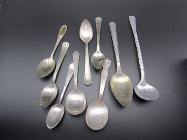 9 Various Pieces of Sterling Silver/Plated Spoons
