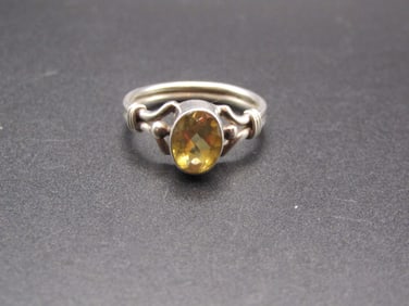 Vintage Sterling Silver Citrine Ring, Size 6