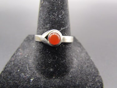 Vintage Sterling Silver Carnelian Ring, Size 8