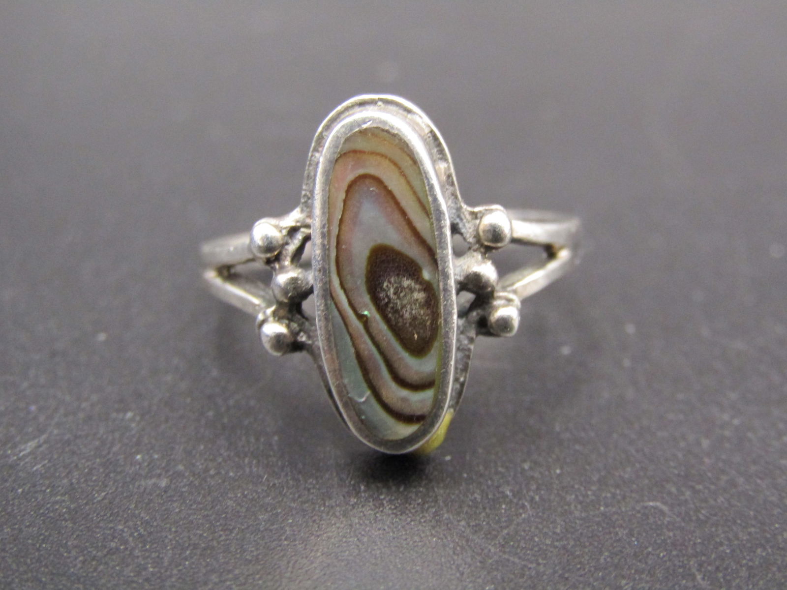 Vintage Sterling Silver Abalone Shell Gemstone Ring, Size 5.75: Vintage Sterling Silver Abalone Shell Gemstone Ring, Size 5.75