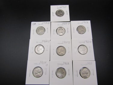10 Mixed Date Uncirculated Jefferson Nickels