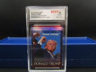 2024 Merrick Mint Donald Trump Assasination Attempted Graded Collector Card. Gem 10 Mint