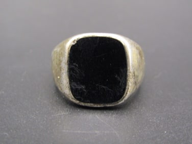 Vintage Sterling Silver, Black Onyx Ring, Size 8