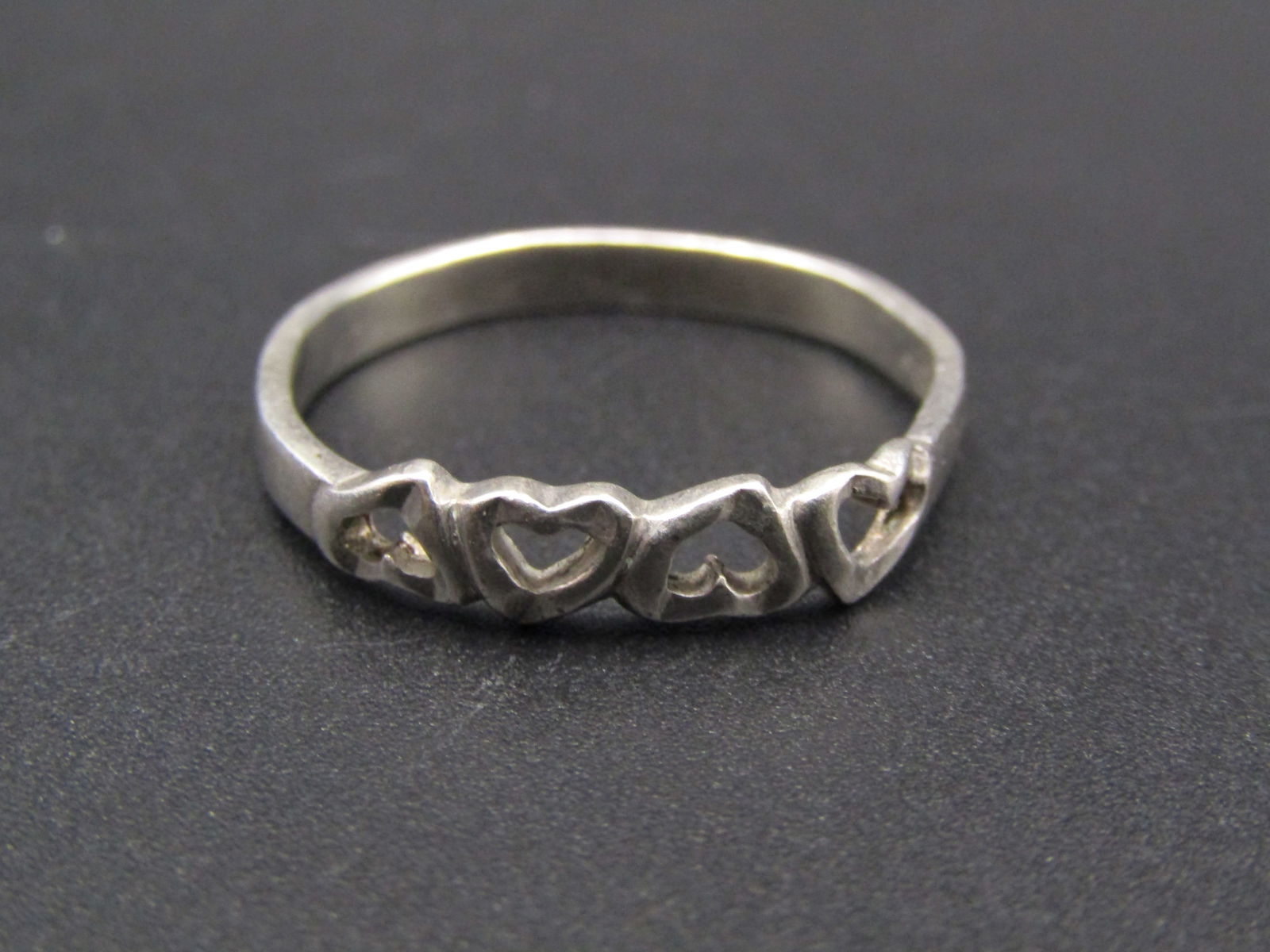 Vintage Sterling Silver 4 Hearts Ring, Size 8 (1 of 2)