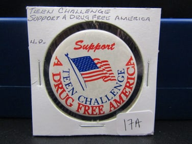 Vintage Teen Challenge "Support a Drug Free America" Button