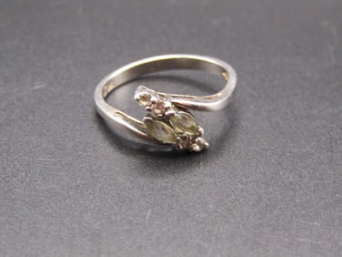 Vintage Sterling Silver Blue/White Gemstone Floral Ring, Size 9