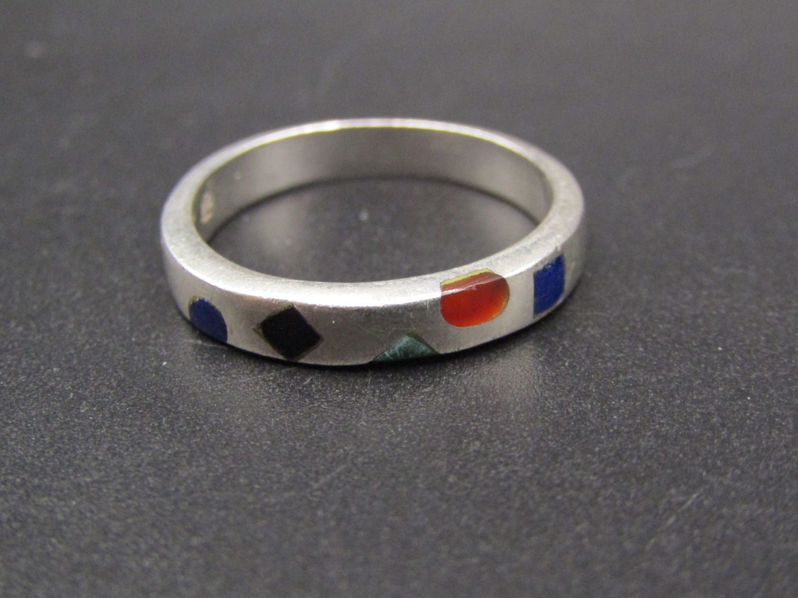 Vintage Sterling Silver Taxco Inlay Style Ring, Size 9 (1 of 2)