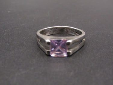 Vintage Pink Amethyst Sterling Silver Ring, Size 5.5