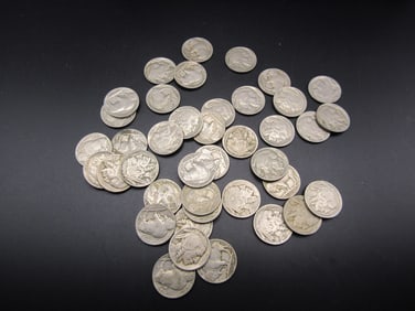 40 Buffalo Nickels, 20's and 30's Mixed Dates and Mint Marks. Good Mix!