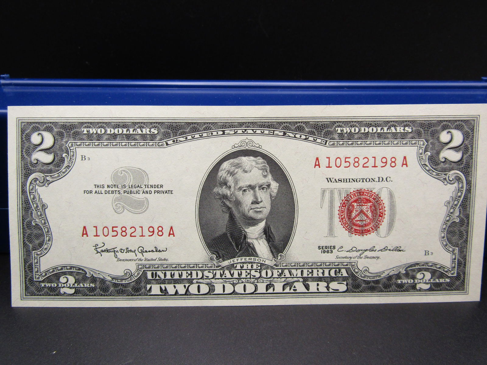 1963 Red Seal US 2 Dollar Note, GEM CRISP UNC (1 of 4)