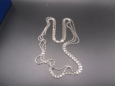 Vintage Sterling Silver Block Chain 3 Strand Necklace 24 Grams of Sterling Silver