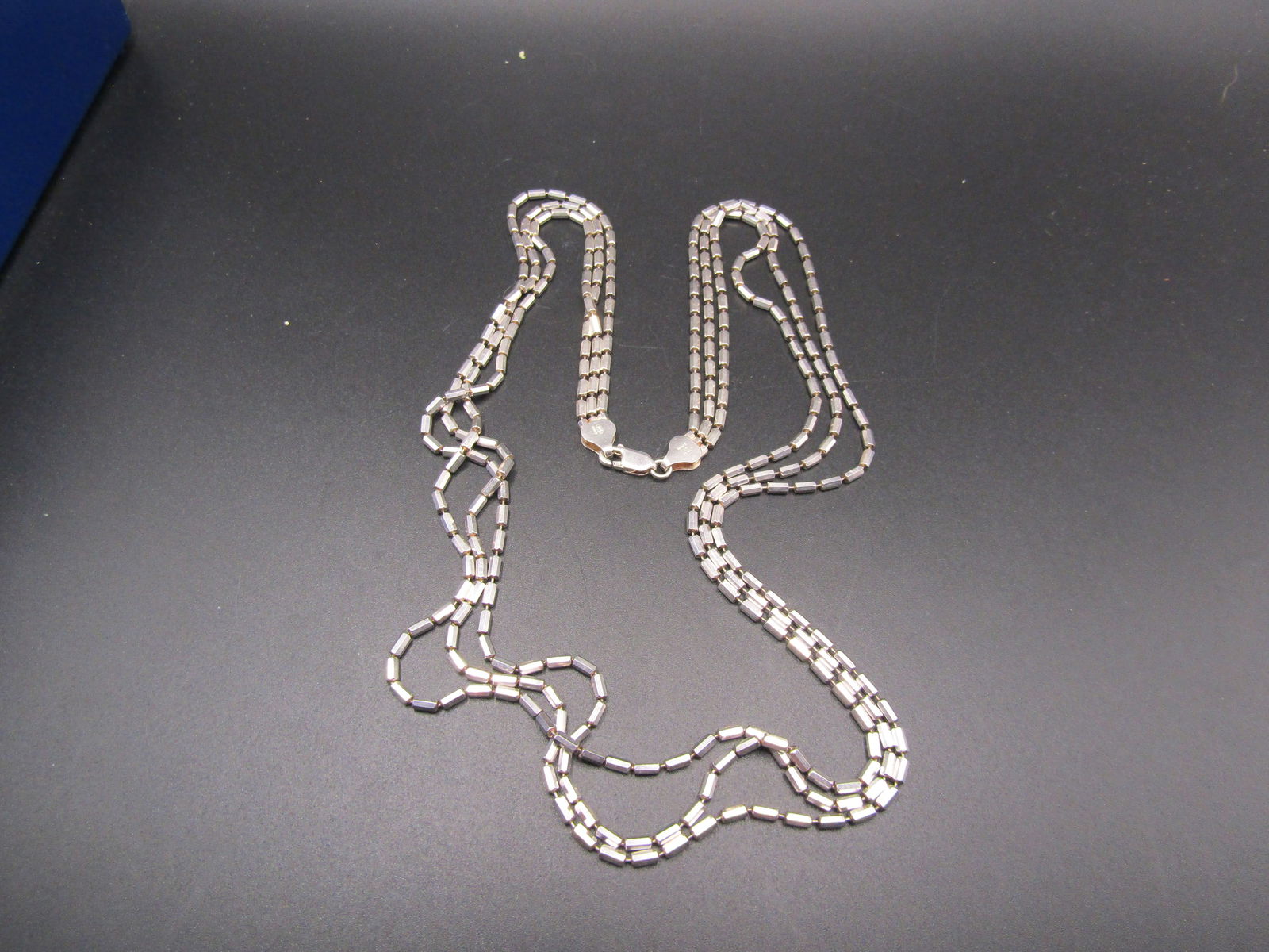 Vintage Sterling Silver Block Chain 3 Strand Necklace 24 Grams of Sterling Silver (1 of 2)