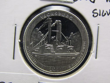 2011-S 90% Silver Deep Proof  Vicksburg  National Park Quarter, High Book Value