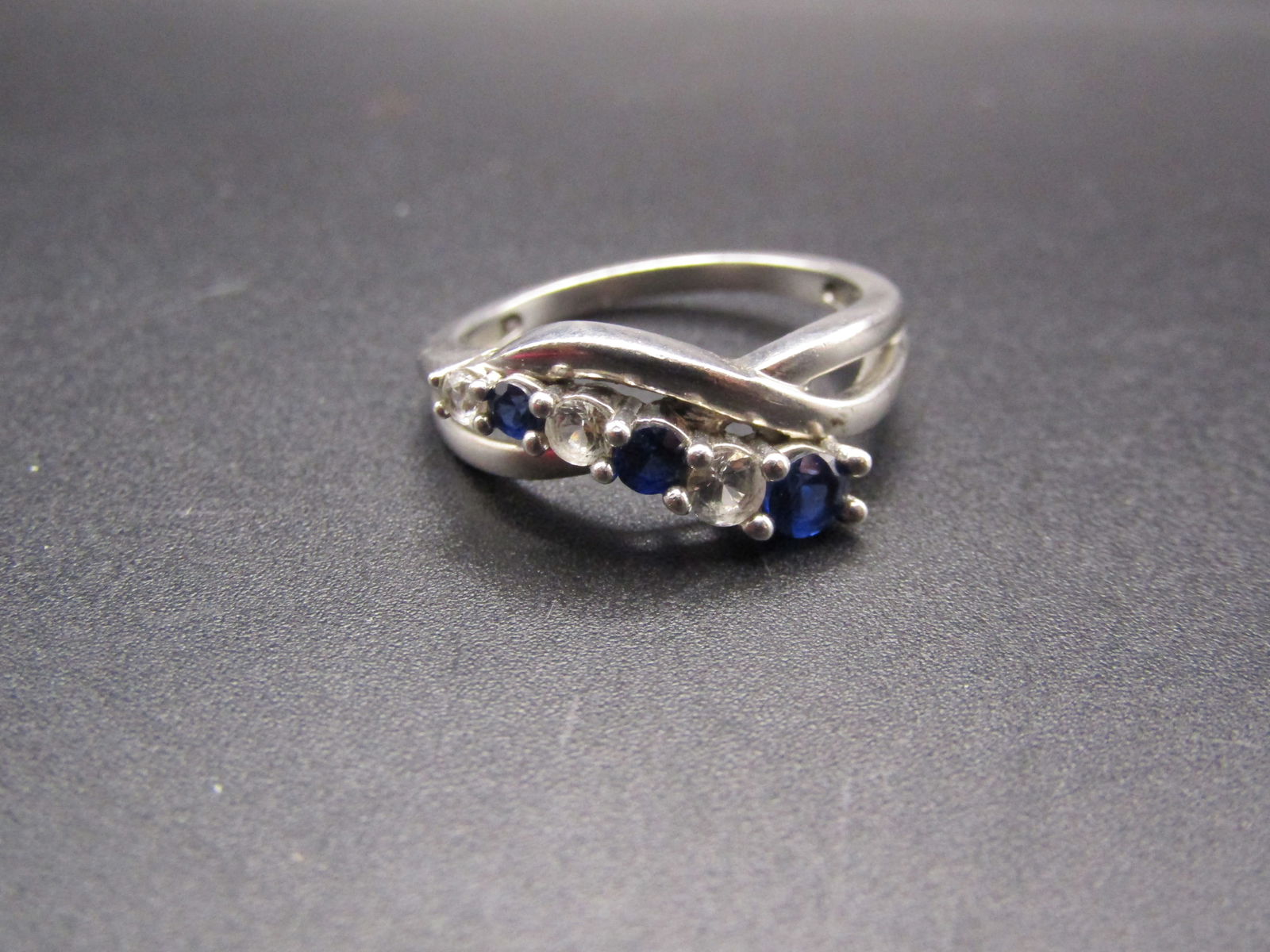 Sterling Silver Blue Sapphire and Spinel Ring, Size 6.5 (1 of 4)
