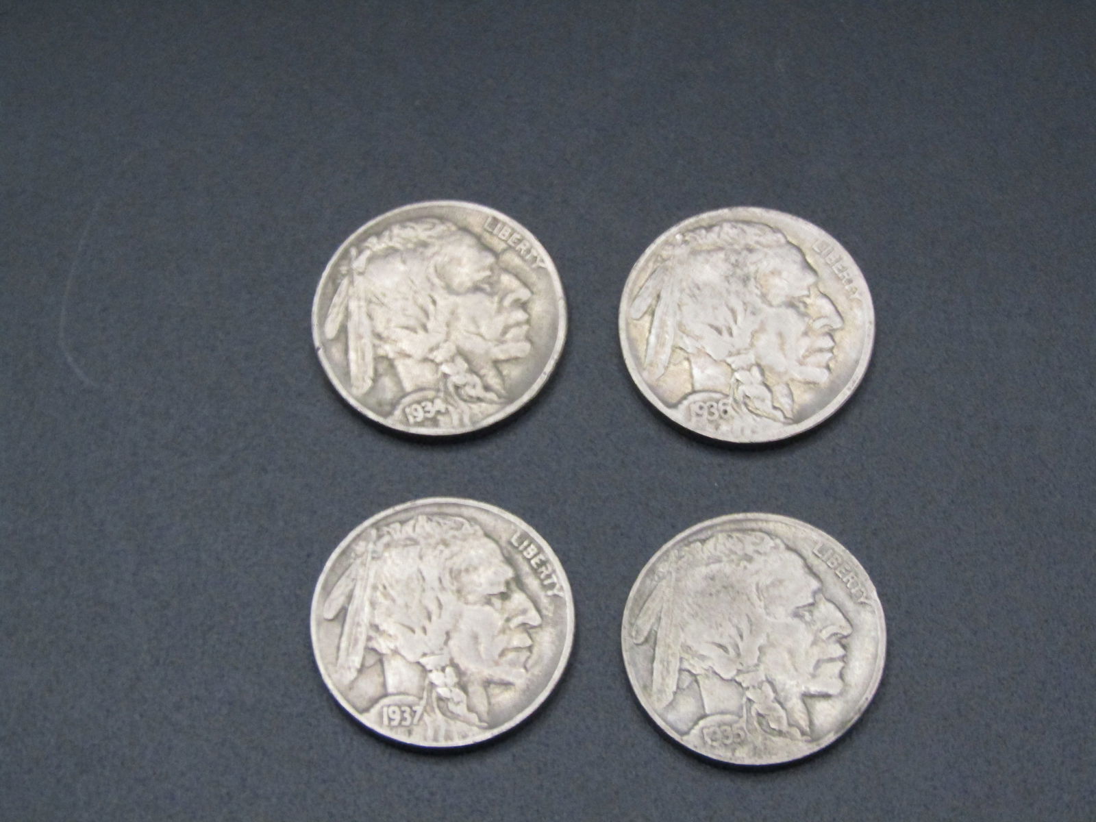 1934, 1935, 1936, 1937 Buffalo Nickels, Nice Year Set (1 of 6)