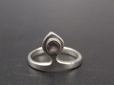 Vintage Sterling Silver Amethyst Bypass Style Ring, Size 7