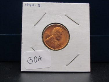 1944-S GEM BU RED Lincoln Wheat Cent, WWII Era