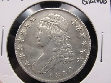 AUCTION HIGHLIGHT - SCARCE 1820/1819 Capped Bust Half Dollar in HIGH GRADE. GREYSHEET- $660 in XF,