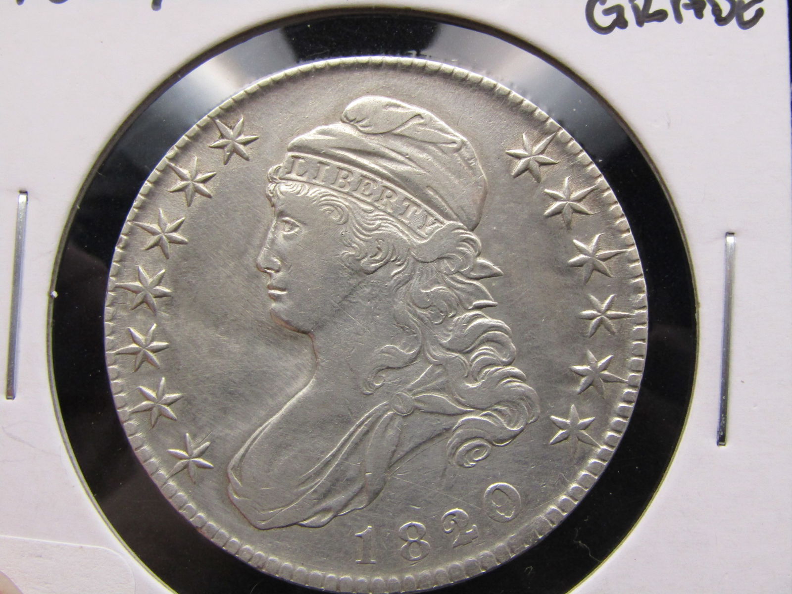 AUCTION HIGHLIGHT - SCARCE 1820/1819 Capped Bust Half Dollar in HIGH GRADE. GREYSHEET- $660 in XF,: AUCTION HIGHLIGHT - SCARCE 1820/1819 Capped Bust Half Dollar in HIGH GRADE. GREYSHEET- $660 in XF, $900 AU50, $2500 AU58