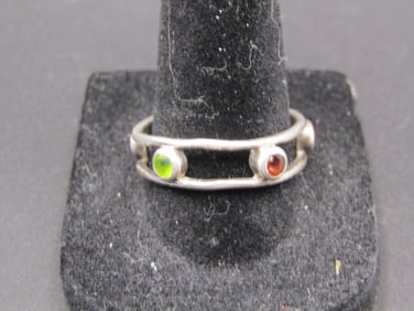 Vintage Sterling Silver Ring w/ 5 Different Gemstones, Size 9