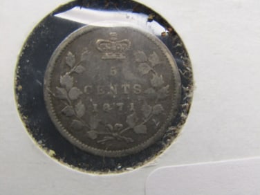 1871 Canada 5 Cents. 92.5% Sterling Silver