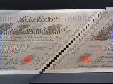 1910 German Large Size 1000 Reichsbanknote, GEM CRISP UNC
