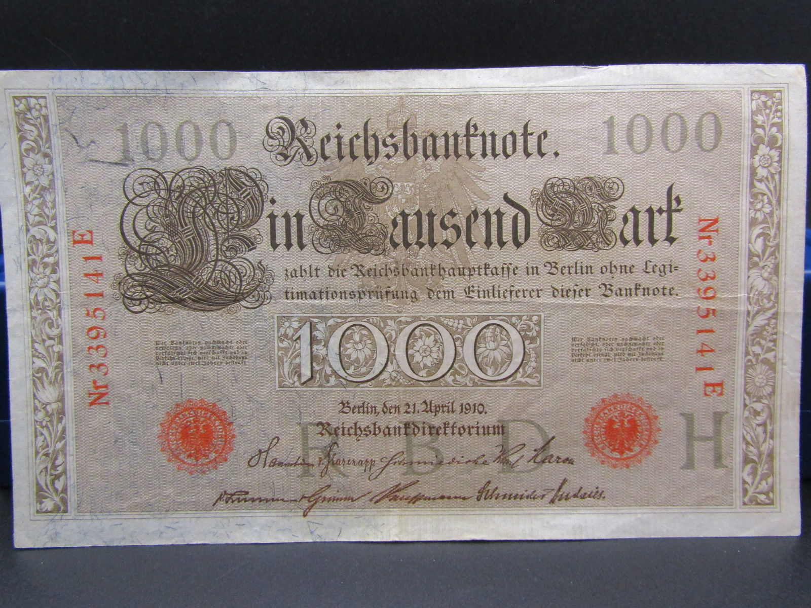 1910 German Large Size 1000 Reichsbanknote, GEM CRISP UNC (1 of 2)