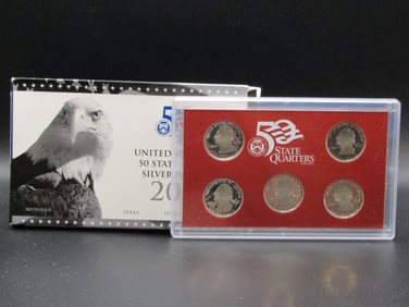 2004 S US Mint 90% Silver 50 State Quarter Proof Set - 5-90% Silver Quarters