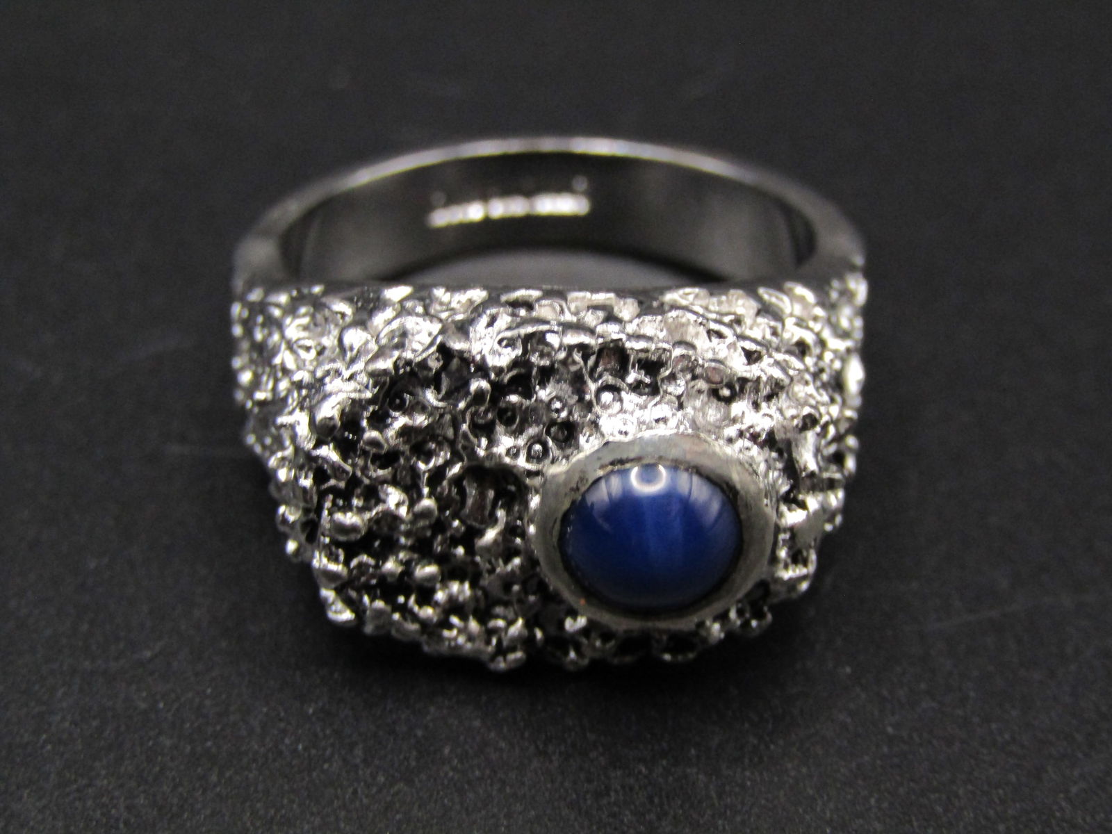 Vintage Sterling Silver Abstract Ring w/ Blue Stone, Size 10.5 (1 of 4)