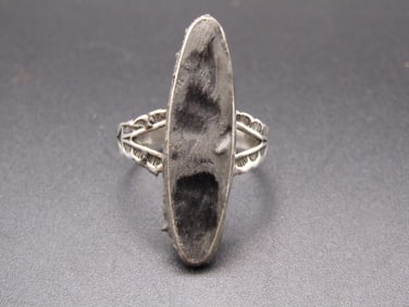 Vintage Sterling Silver Black Tourmalite Type Stone Size 5