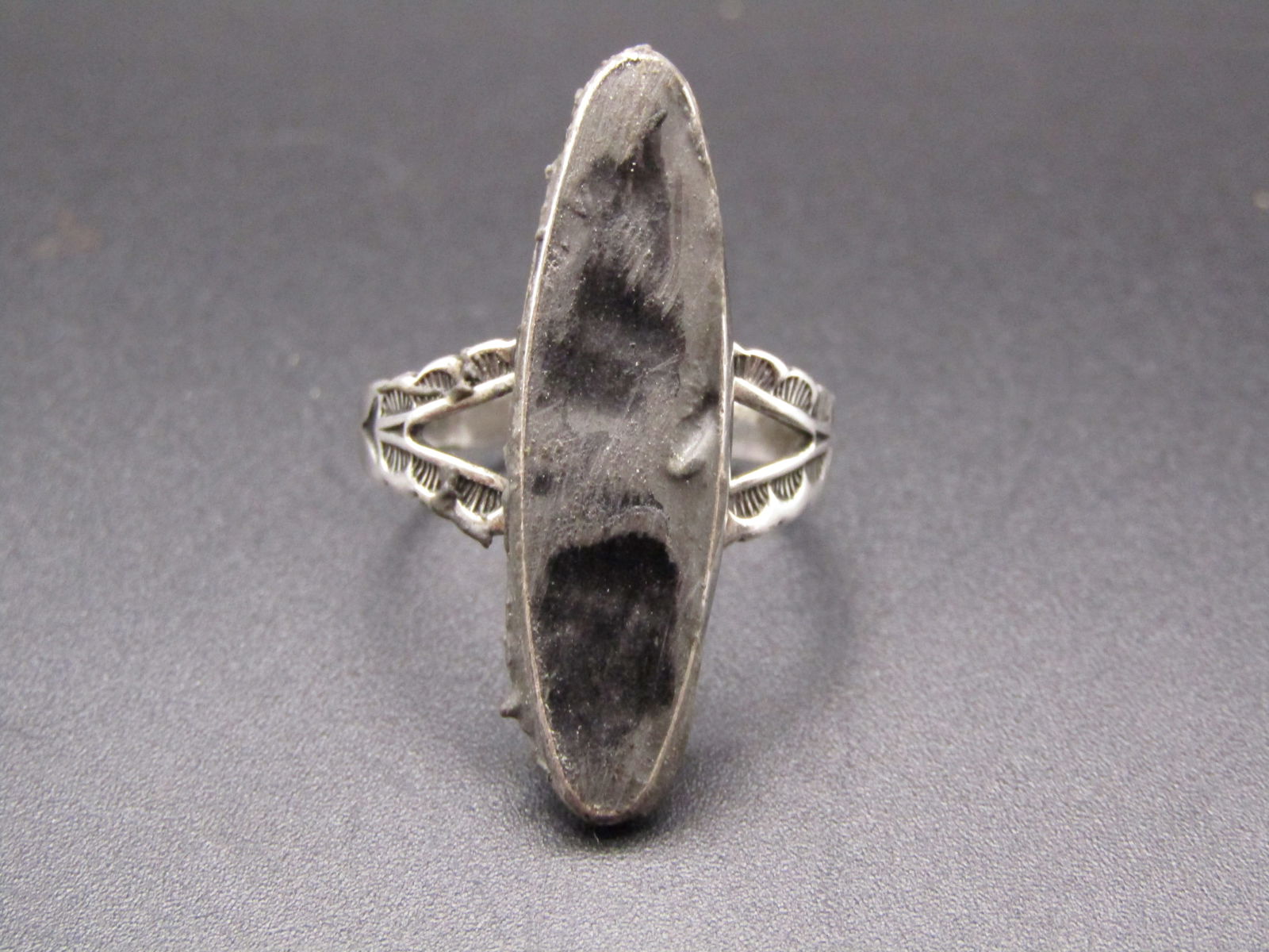 Vintage Sterling Silver Black Tourmalite Type Stone Size 5 (1 of 3)
