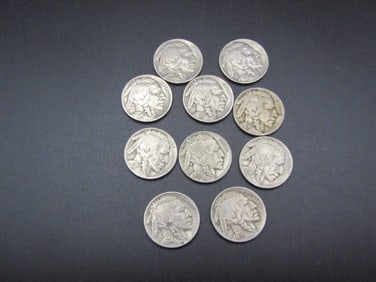 10 Mixed Date and Mixed MM Buffalo Nickels