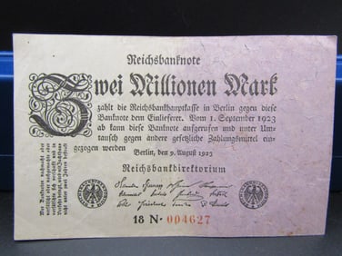 1923 Weimar Germany 2 Million Mark Note, Tough Post WWI Currency