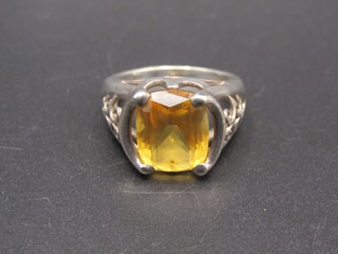 Vintage Sterling Silver Citrine Ring, Size 8