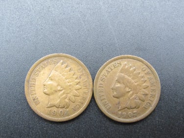 1904, 1907 Indian Head Cents, Nice Grades!