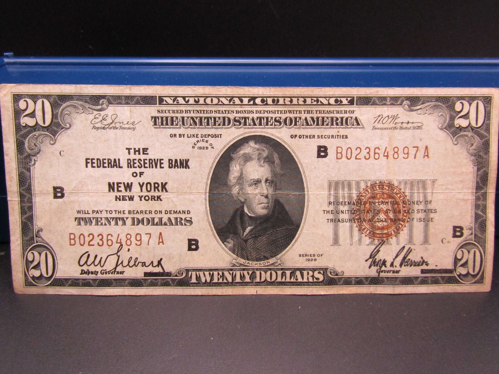 TOUGH 1929 Brown Seal $20 National Currency Note, Federal Reserve Bank of New York, New York, Great (1 of 4)