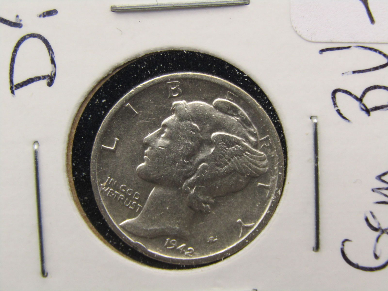 1942-S Mercury Dime, GEM BU. LUSTROUS. 90% Silver. WWII Era (1 of 2)