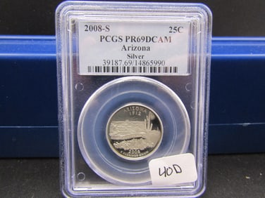 2008-S Arizona 90% Silver Quarter, PCGS PR69DCAM