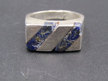 Vintage Sterling Silver Ring with Lapis Lazuli Inlay, Size 8
