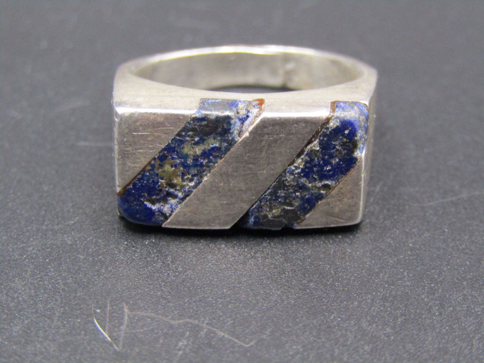 Vintage Sterling Silver Ring with Lapis Lazuli Inlay, Size 8 (1 of 4)