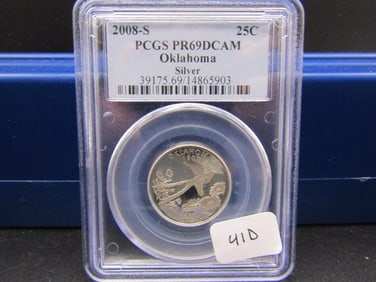 2008-S Oklahoma 90% Silver Quarter, PCGS PR69DCAM