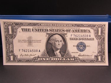 1957 Blue Seal $1 Silver Certificate, GEM CRISP UNC