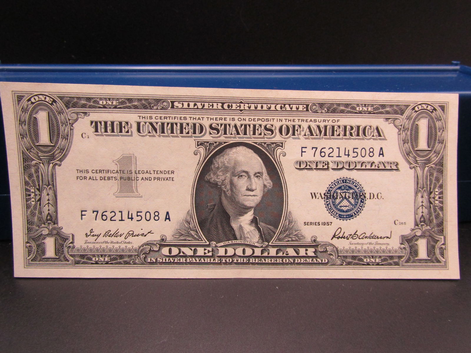 1957 Blue Seal $1 Silver Certificate, GEM CRISP UNC (1 of 4)
